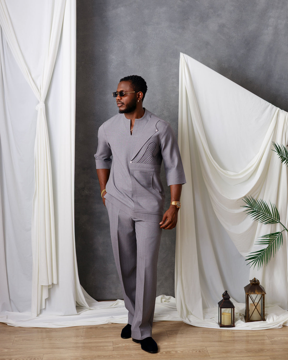 Linen Two Piece Native Set | Beige