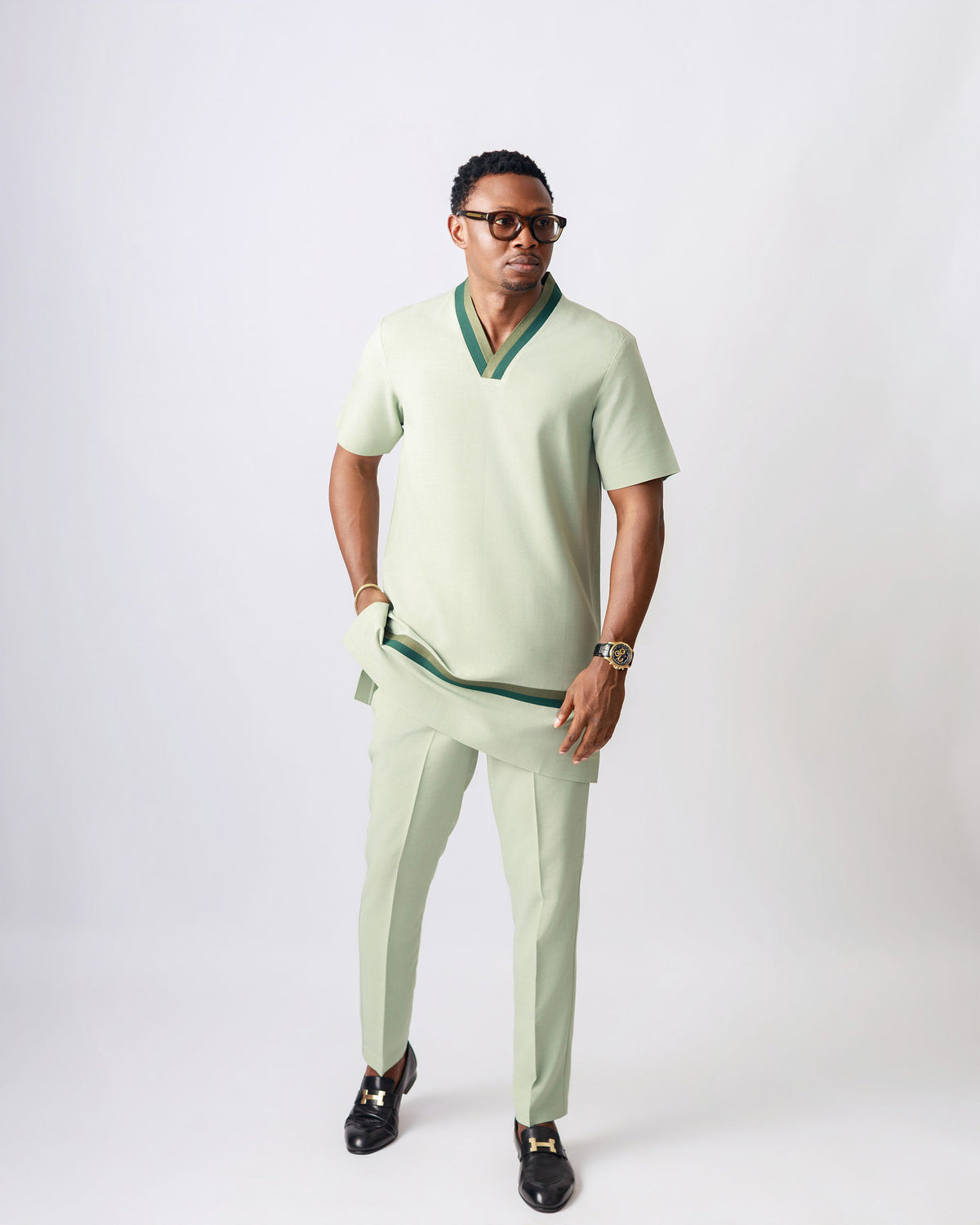 V-neck Classic Two piece set | Mint